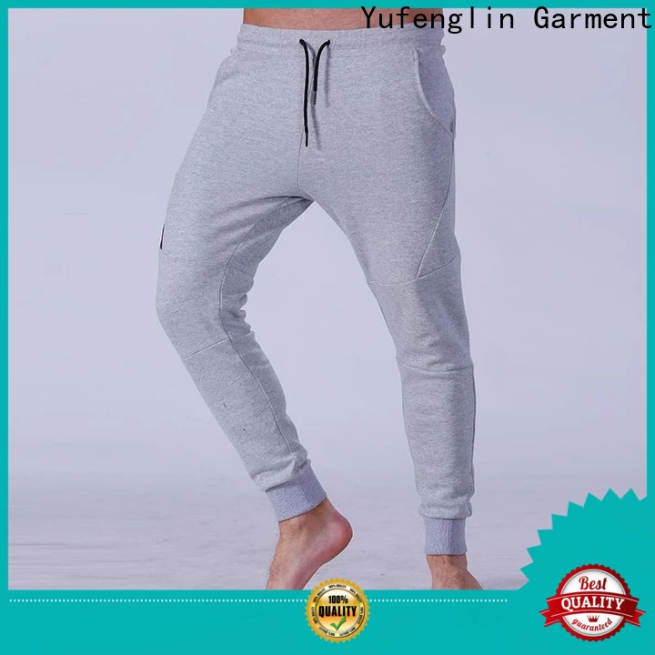 Yufengling durable men's grey jogger pants gym shorts gymnasium