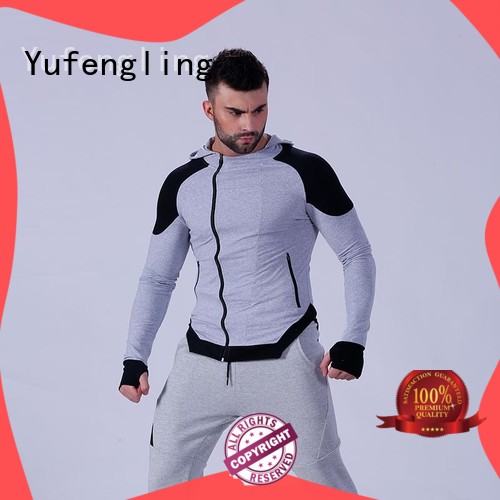 Yufengling solid man in hoodie zip for training house